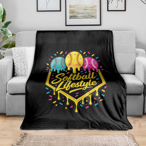 Softball Drip Throw Blanket Ice Cream Sprinkles Softball Life Style TS10 Print Your Wear