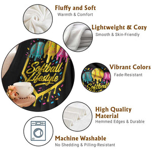 Softball Drip Throw Blanket Ice Cream Sprinkles Softball Life Style TS10 Print Your Wear
