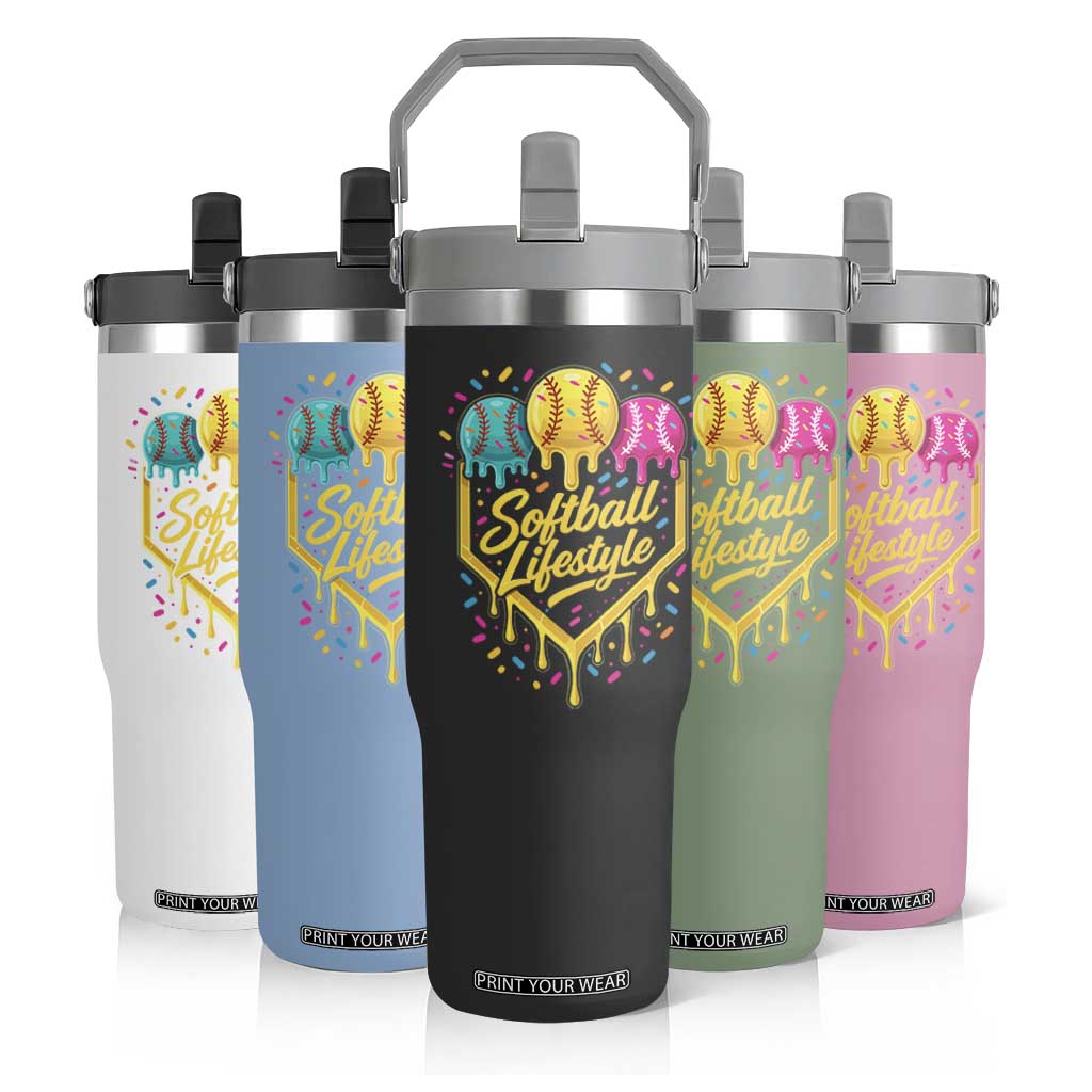 Softball Drip Flip Straw Tumbler Ice Cream Sprinkles Softball Life Style TS10 Print Your Wear