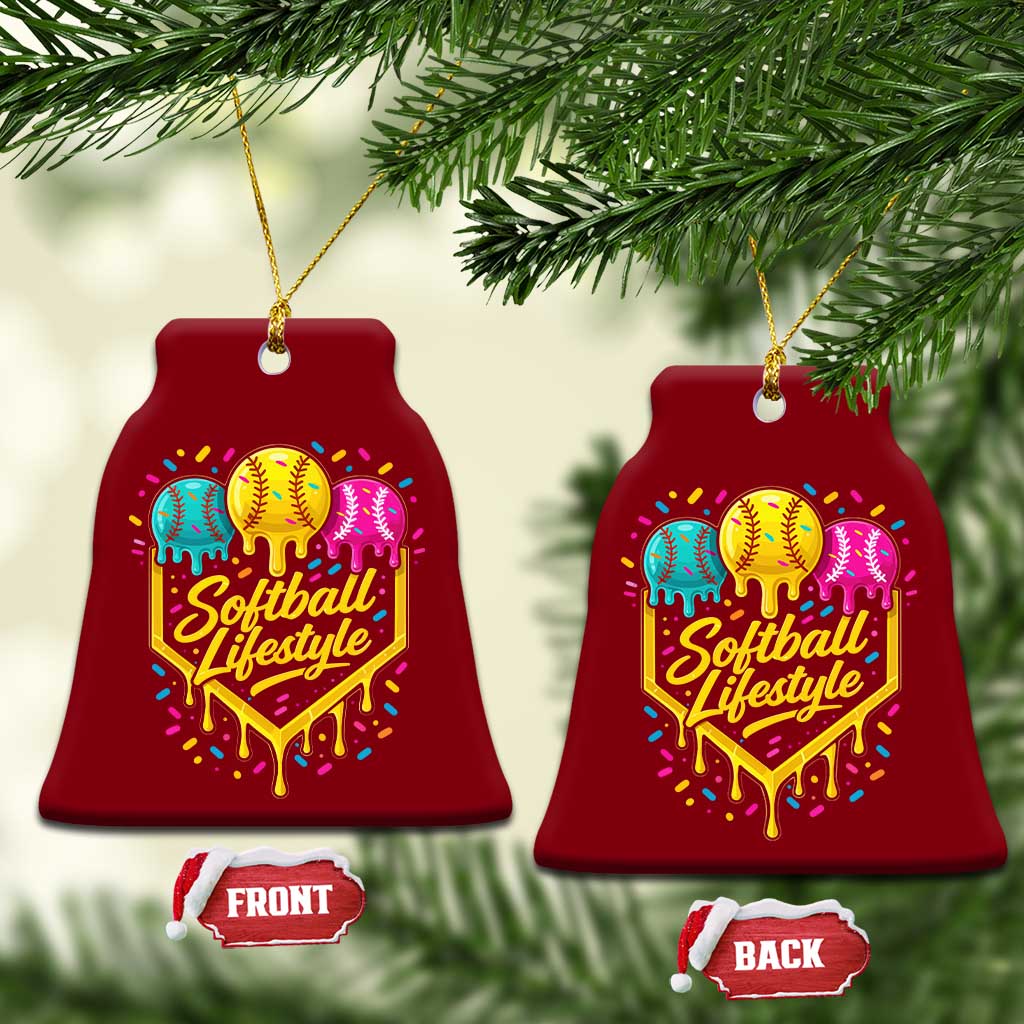 Softball Drip Ceramic Ornament Ice Cream Sprinkles Softball Life Style TS10 Print Your Wear