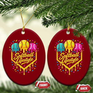 Softball Drip Ceramic Ornament Ice Cream Sprinkles Softball Life Style TS10 Print Your Wear