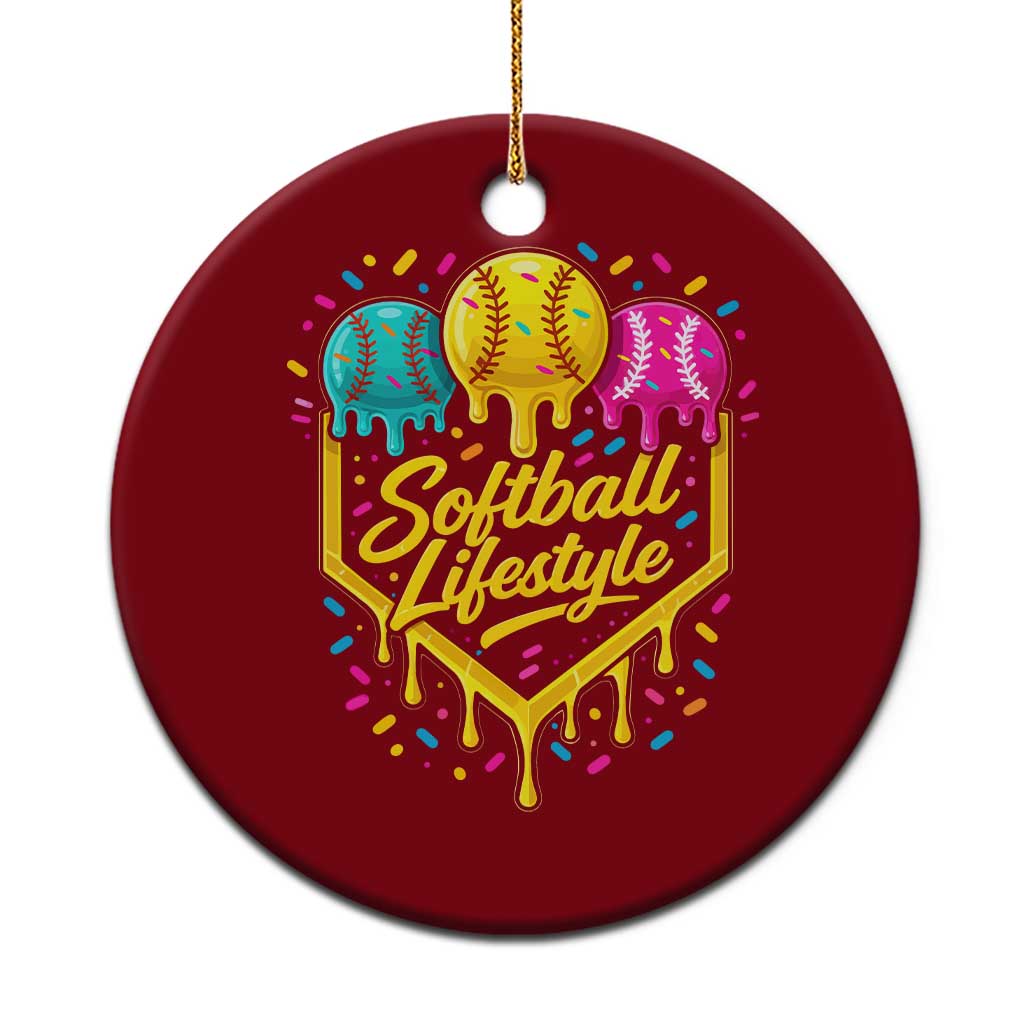 Softball Drip Ceramic Ornament Ice Cream Sprinkles Softball Life Style TS10 1pc Red Print Your Wear