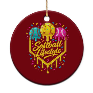 Softball Drip Ceramic Ornament Ice Cream Sprinkles Softball Life Style TS10 1pc Red Print Your Wear