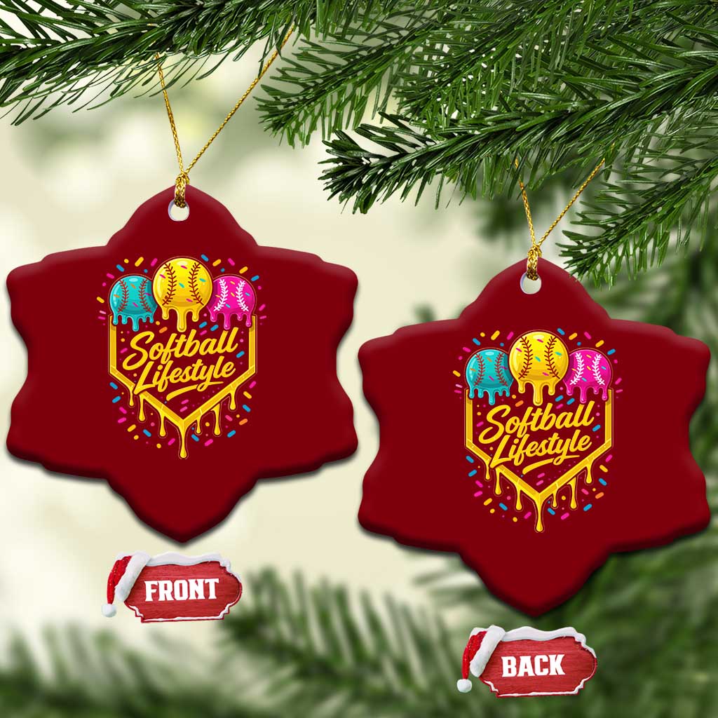 Softball Drip Ceramic Ornament Ice Cream Sprinkles Softball Life Style TS10 Print Your Wear