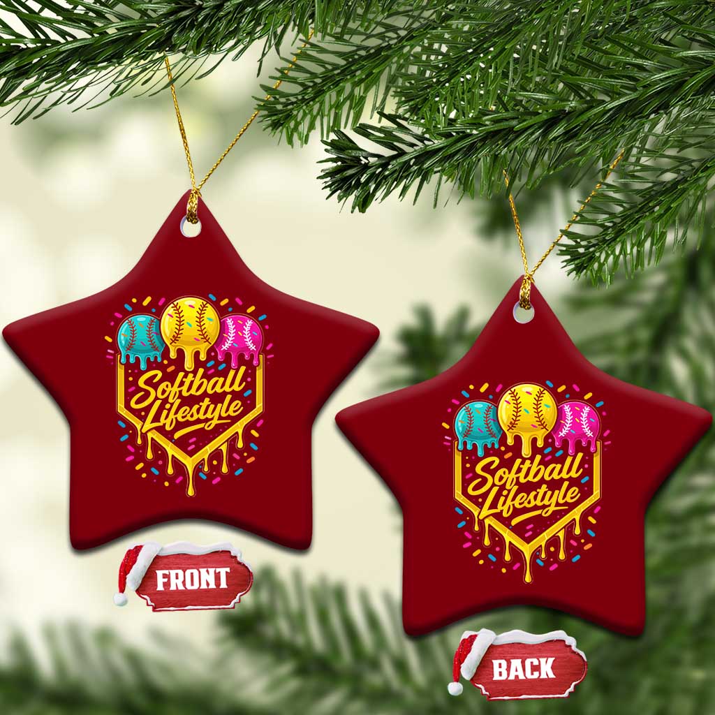 Softball Drip Ceramic Ornament Ice Cream Sprinkles Softball Life Style TS10 Print Your Wear