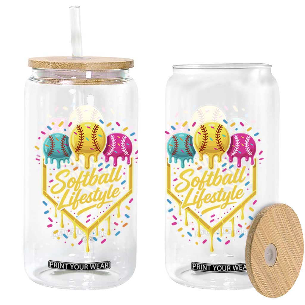 Softball Drip Glass Can Ice Cream Sprinkles Softball Life Style TS10 Print Your Wear