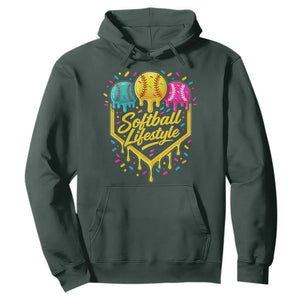 Softball Drip Hoodie Ice Cream Sprinkles Softball Life Style TS10 Dark Forest Green Print Your Wear