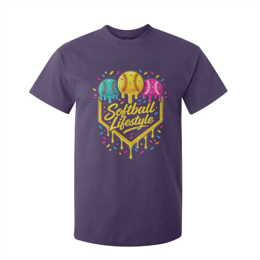 Softball Drip T Shirt For Kid Ice Cream Sprinkles Softball Life Style TS10 Purple Print Your Wear
