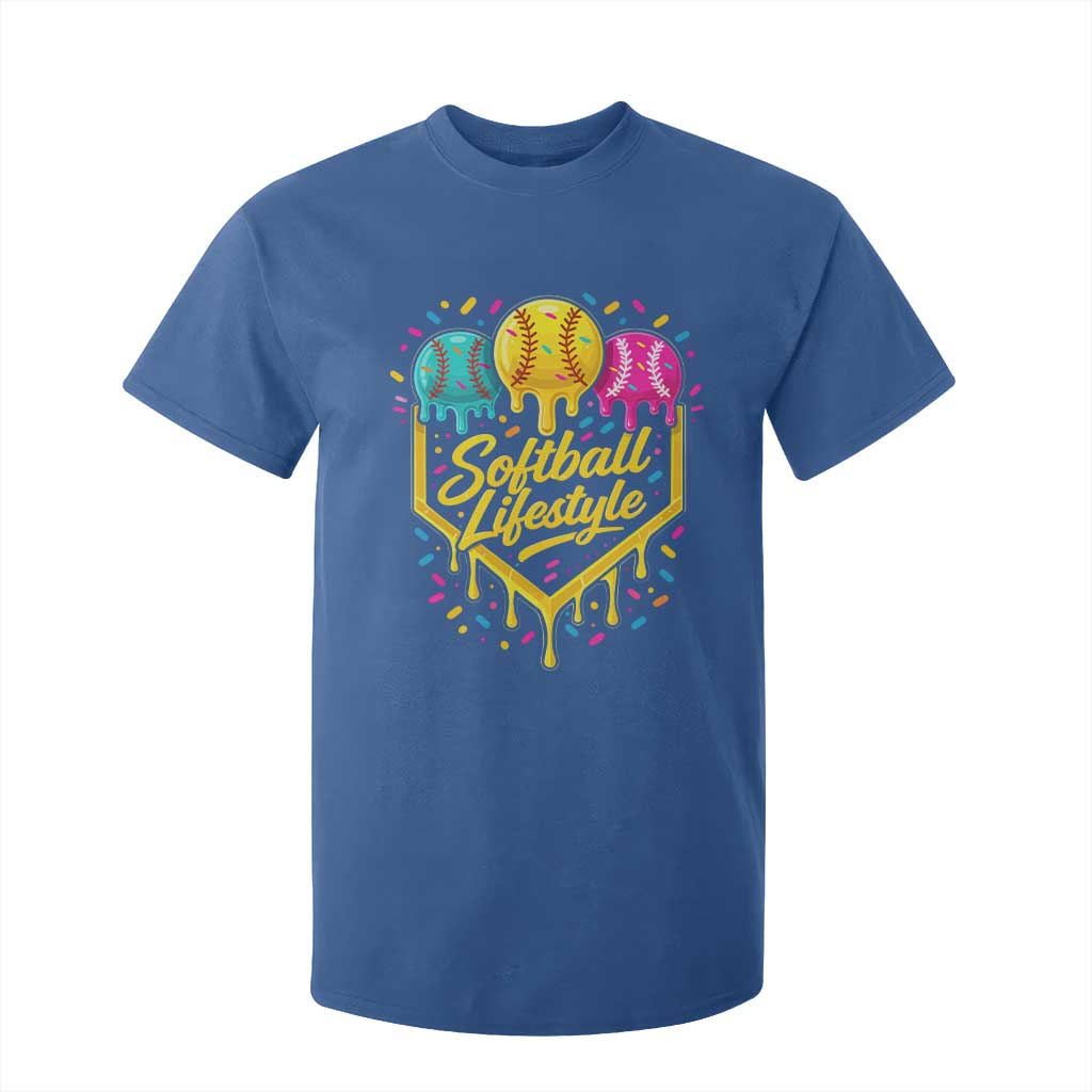 Softball Drip T Shirt For Kid Ice Cream Sprinkles Softball Life Style TS10 Royal Blue Print Your Wear