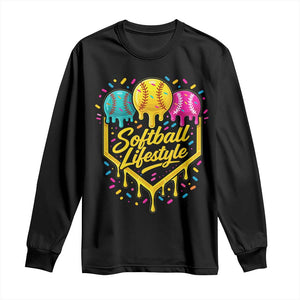 Softball Drip Long Sleeve Shirt Ice Cream Sprinkles Softball Life Style TS10 Black Print Your Wear