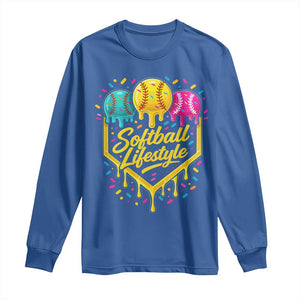 Softball Drip Long Sleeve Shirt Ice Cream Sprinkles Softball Life Style TS10 Royal Blue Print Your Wear