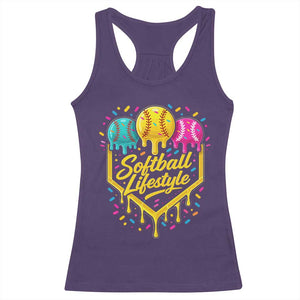 Softball Drip Racerback Tank Top Ice Cream Sprinkles Softball Life Style TS10 Purple Print Your Wear