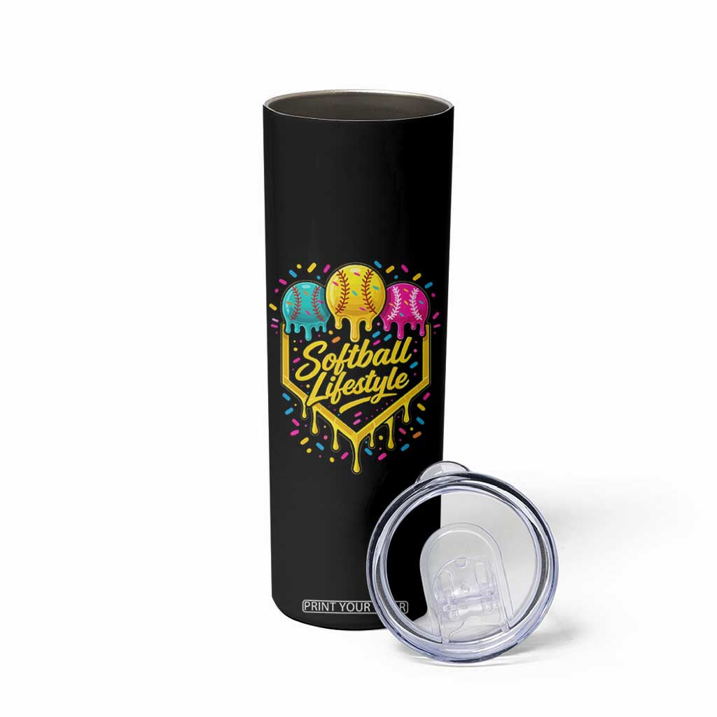 Softball Drip Skinny Tumbler Ice Cream Sprinkles Softball Life Style TS10 Print Your Wear