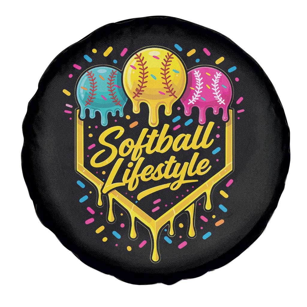 Softball Drip Spare Tire Cover Ice Cream Sprinkles Softball Life Style TS10 Print Your Wear