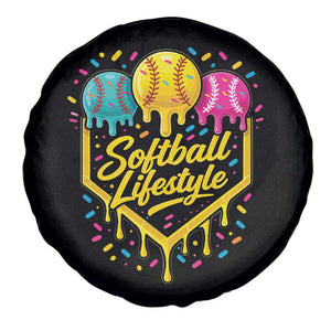 Softball Drip Spare Tire Cover Ice Cream Sprinkles Softball Life Style TS10 Print Your Wear