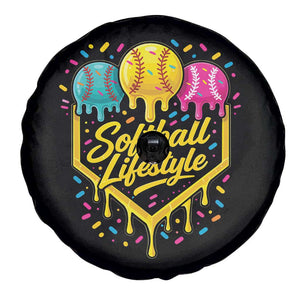 Softball Drip Spare Tire Cover Ice Cream Sprinkles Softball Life Style TS10 Print Your Wear