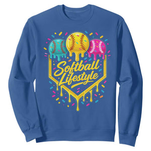 Softball Drip Sweatshirt Ice Cream Sprinkles Softball Life Style TS10 Royal Blue Print Your Wear