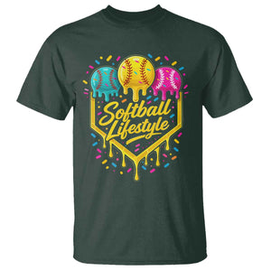 Softball Drip T Shirt Ice Cream Sprinkles Softball Life Style TS10 Dark Forest Green Print Your Wear