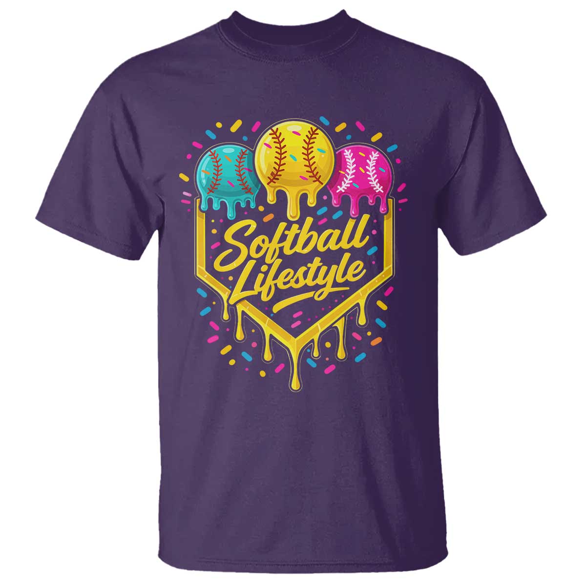 Softball Drip T Shirt Ice Cream Sprinkles Softball Life Style TS10 Purple Print Your Wear