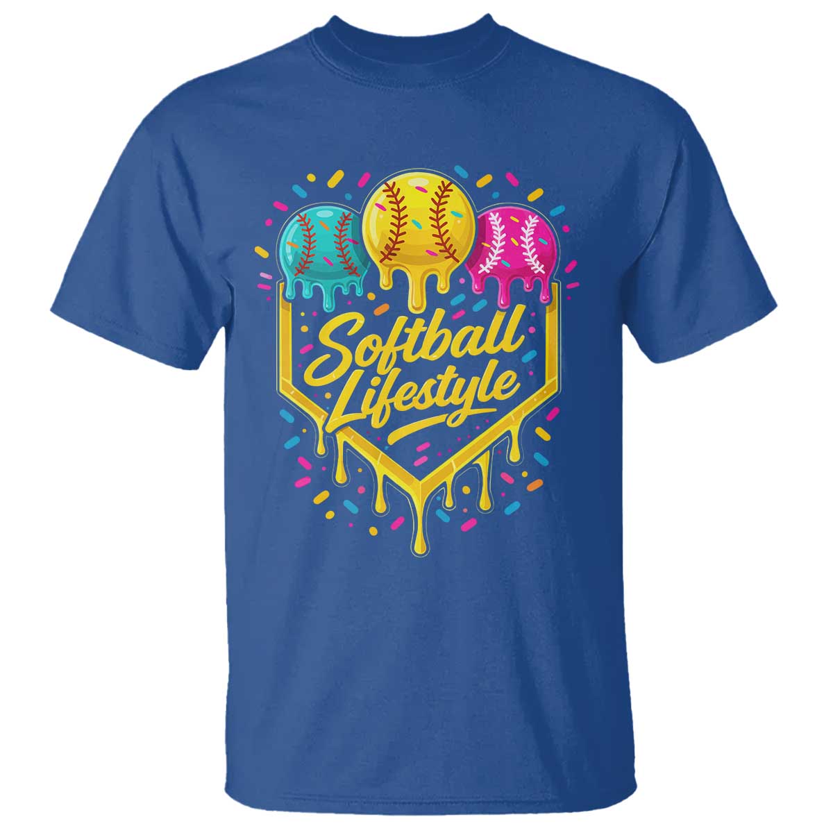 Softball Drip T Shirt Ice Cream Sprinkles Softball Life Style TS10 Royal Blue Print Your Wear
