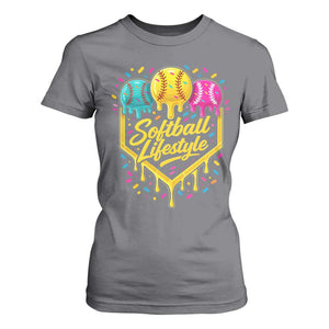 Softball Drip T Shirt For Women Ice Cream Sprinkles Softball Life Style TS10 Charcoal Print Your Wear