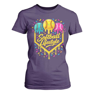Softball Drip T Shirt For Women Ice Cream Sprinkles Softball Life Style TS10 Purple Print Your Wear