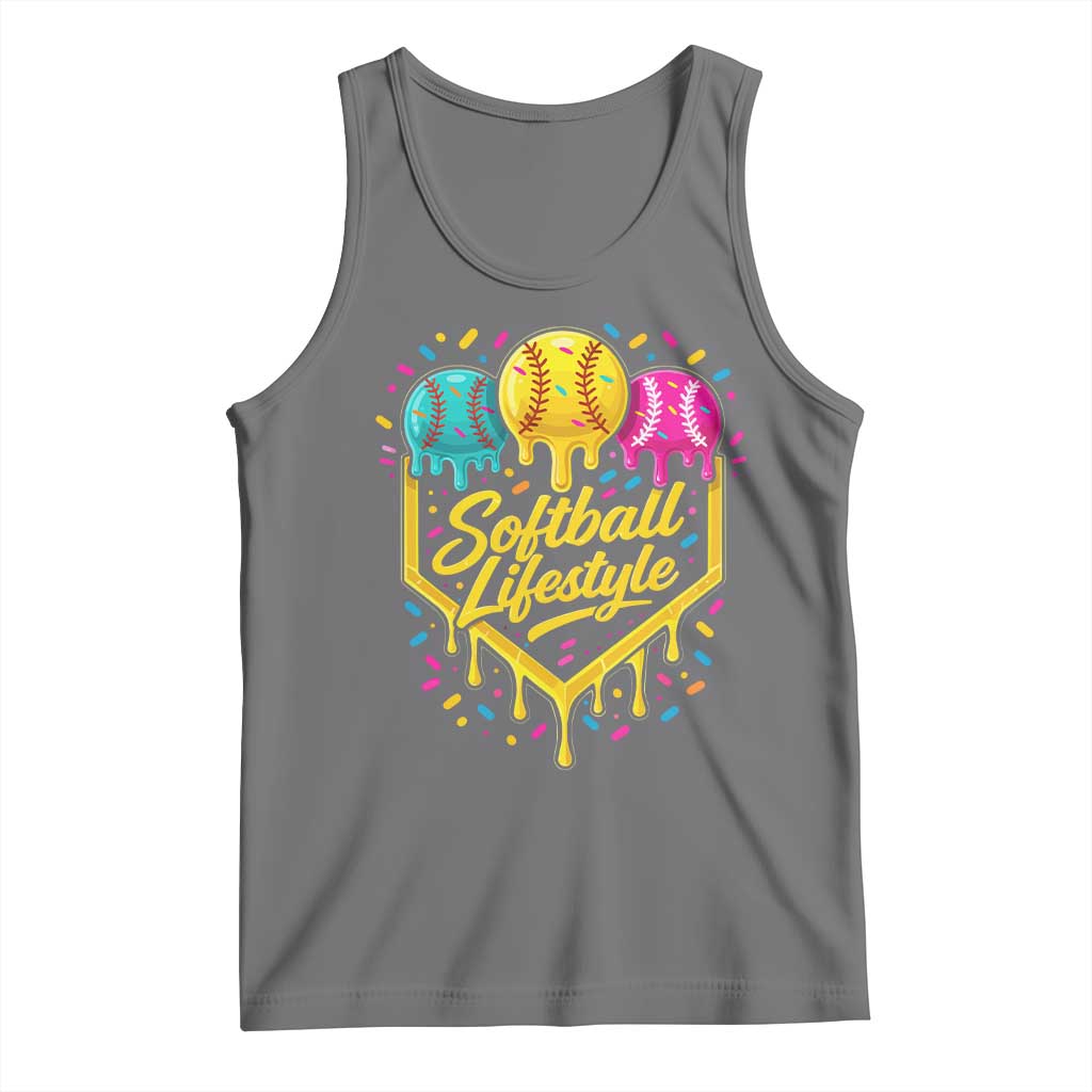 Softball Drip Tank Top Ice Cream Sprinkles Softball Life Style TS10 Black Heather Print Your Wear