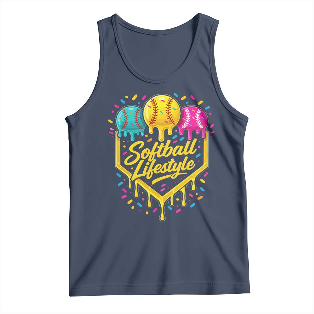 Softball Drip Tank Top Ice Cream Sprinkles Softball Life Style TS10 Navy Print Your Wear