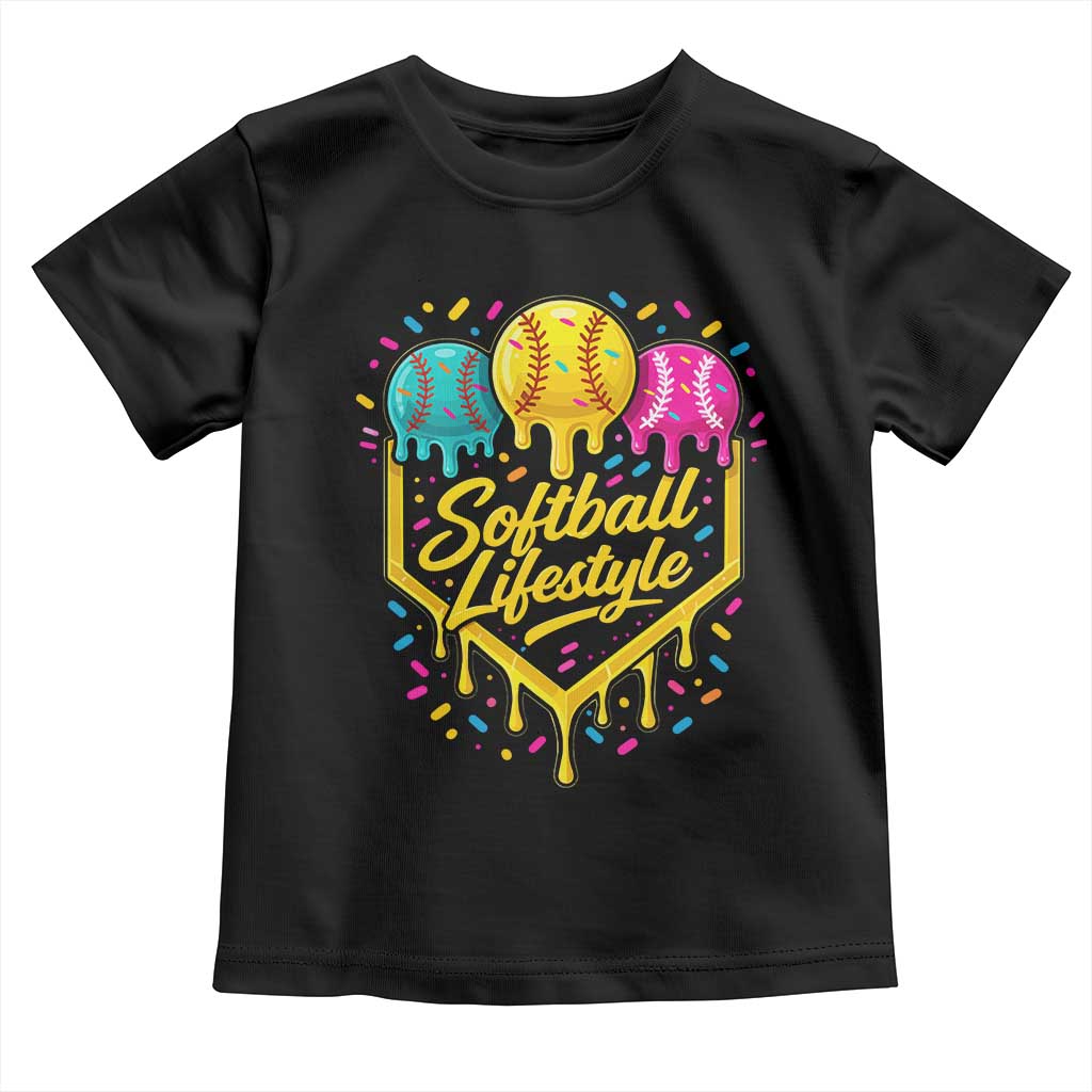 Softball Drip Toddler T Shirt Ice Cream Sprinkles Softball Life Style TS10 Black Print Your Wear