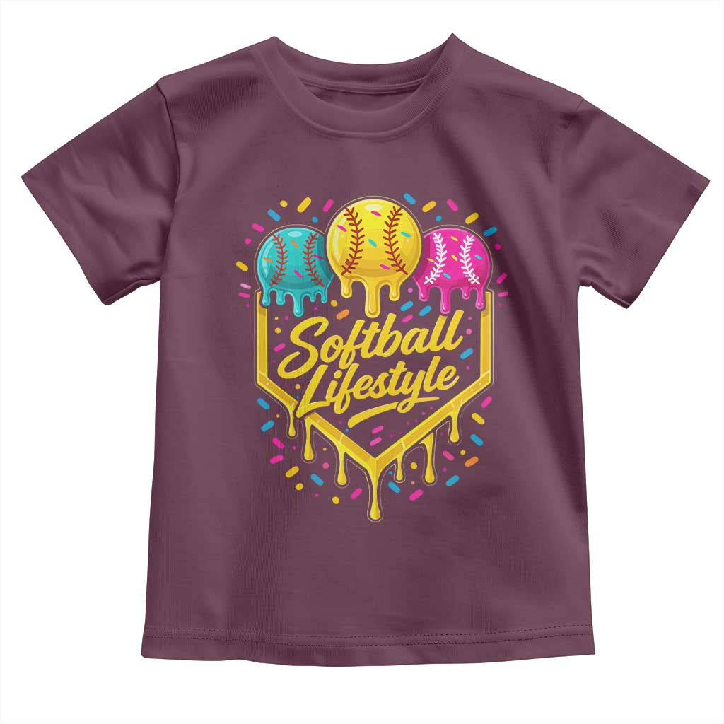Softball Drip Toddler T Shirt Ice Cream Sprinkles Softball Life Style TS10 Maroon Print Your Wear