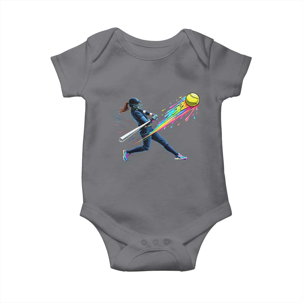 Softball Player Drip Baby Onesie TS10 Charcoal Print Your Wear