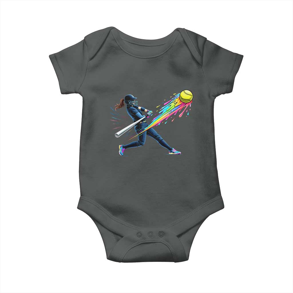 Softball Player Drip Baby Onesie TS10 Dark Heather Print Your Wear