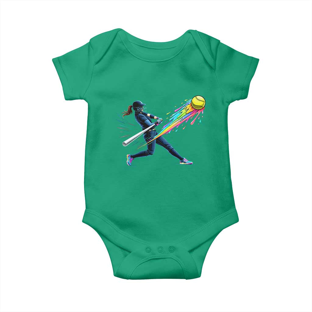 Softball Player Drip Baby Onesie TS10 Irish Green Print Your Wear