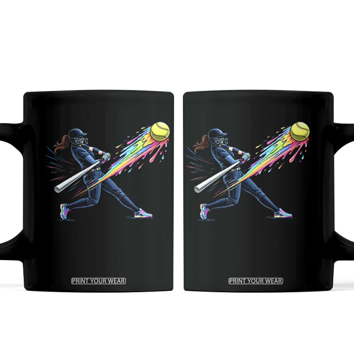 Softball Player Drip Coffee Mug TS10 Black Print Your Wear