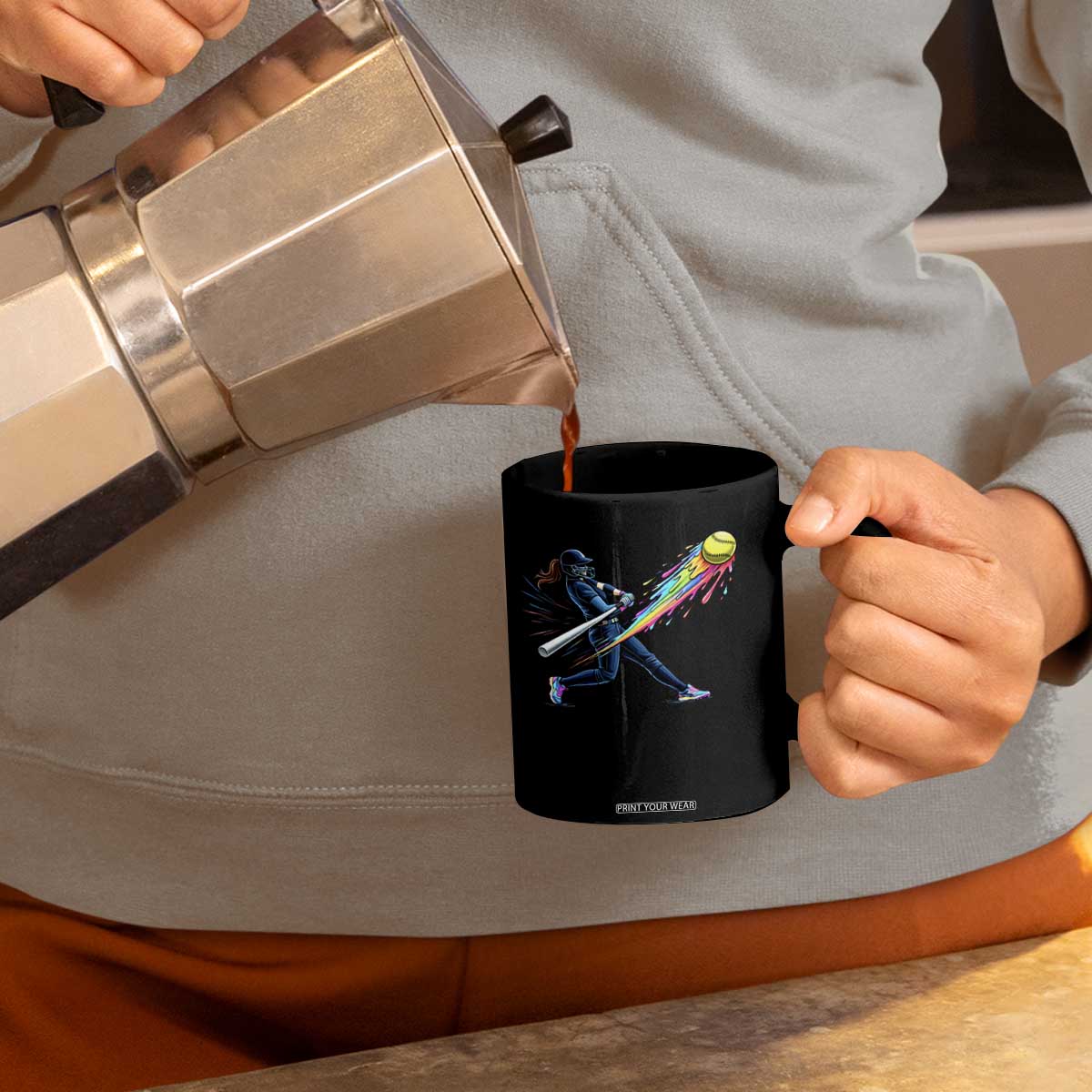 Softball Player Drip Coffee Mug TS10 Print Your Wear