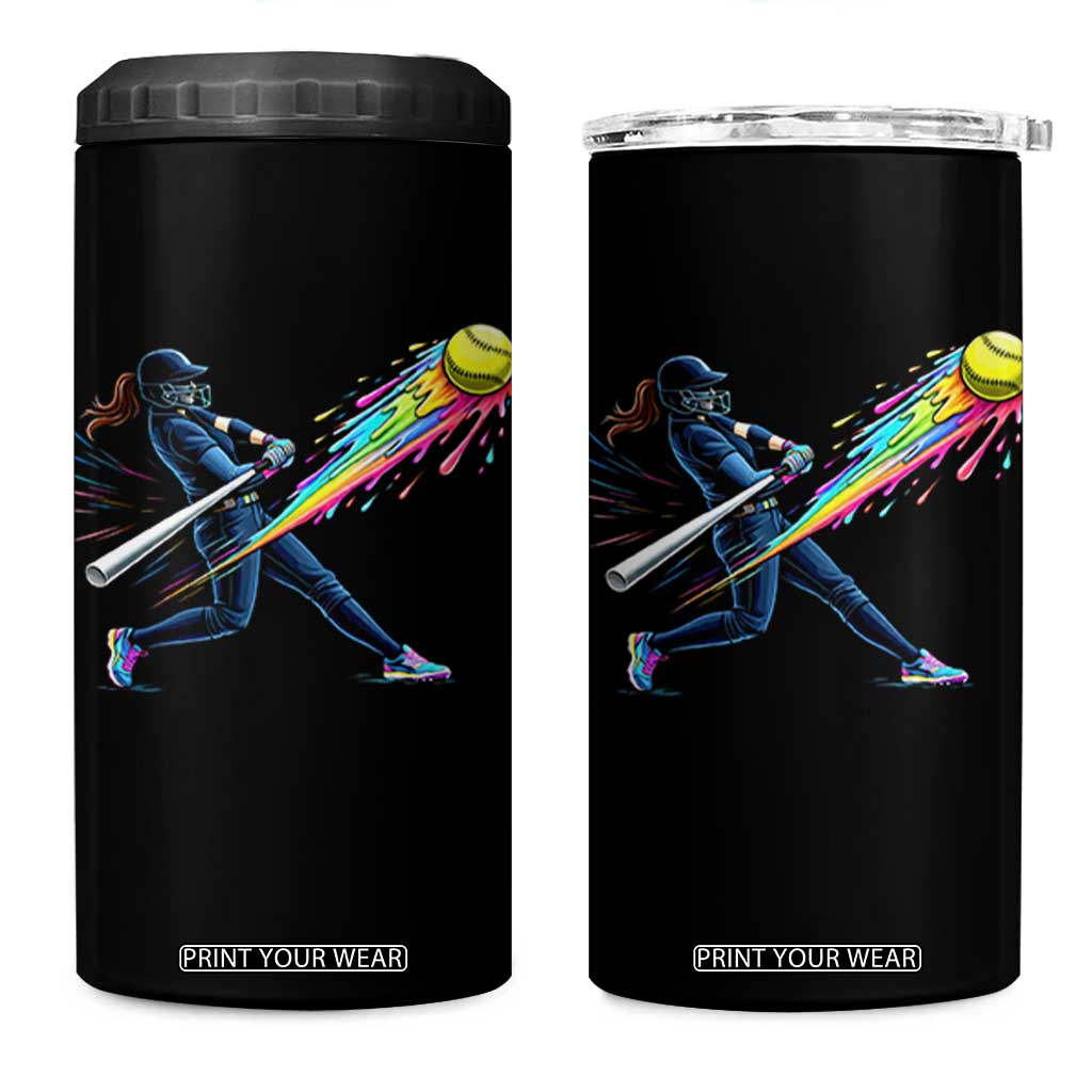 Softball Player Drip 4 in 1 Can Cooler Tumbler TS10 One Size: 16 oz Black Print Your Wear