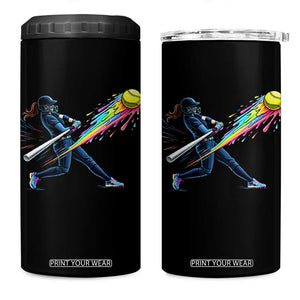 Softball Player Drip 4 in 1 Can Cooler Tumbler TS10 One Size: 16 oz Black Print Your Wear