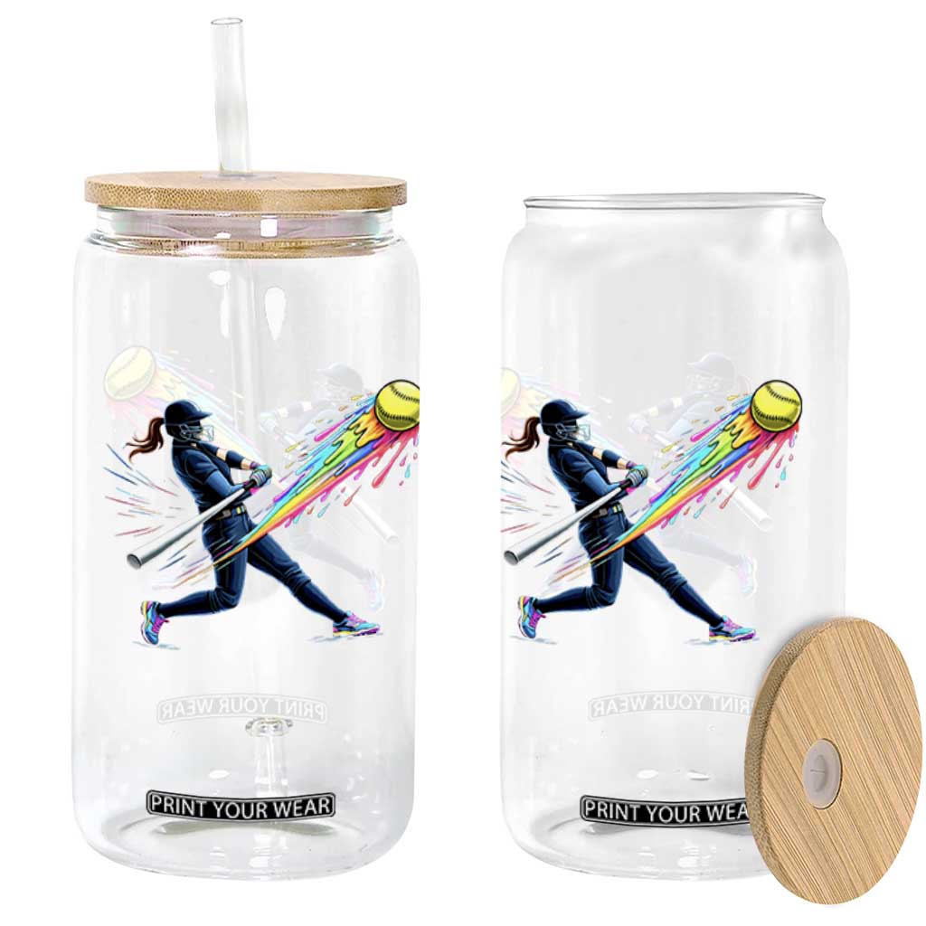 Softball Player Drip Glass Can TS10 Print Your Wear
