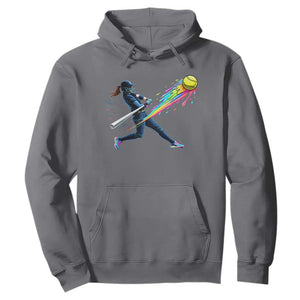 Softball Player Drip Hoodie TS10 Charcoal Print Your Wear