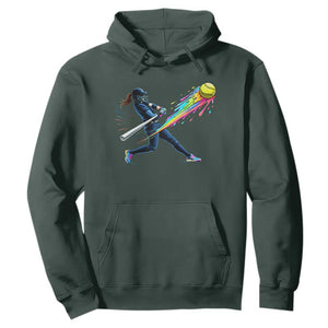 Softball Player Drip Hoodie TS10 Dark Forest Green Print Your Wear