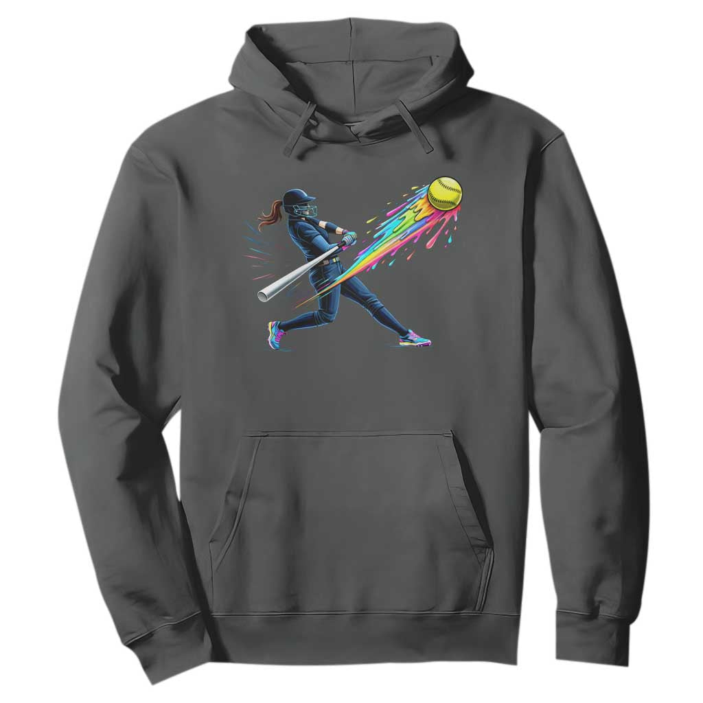 Softball Player Drip Hoodie TS10 Dark Heather Print Your Wear