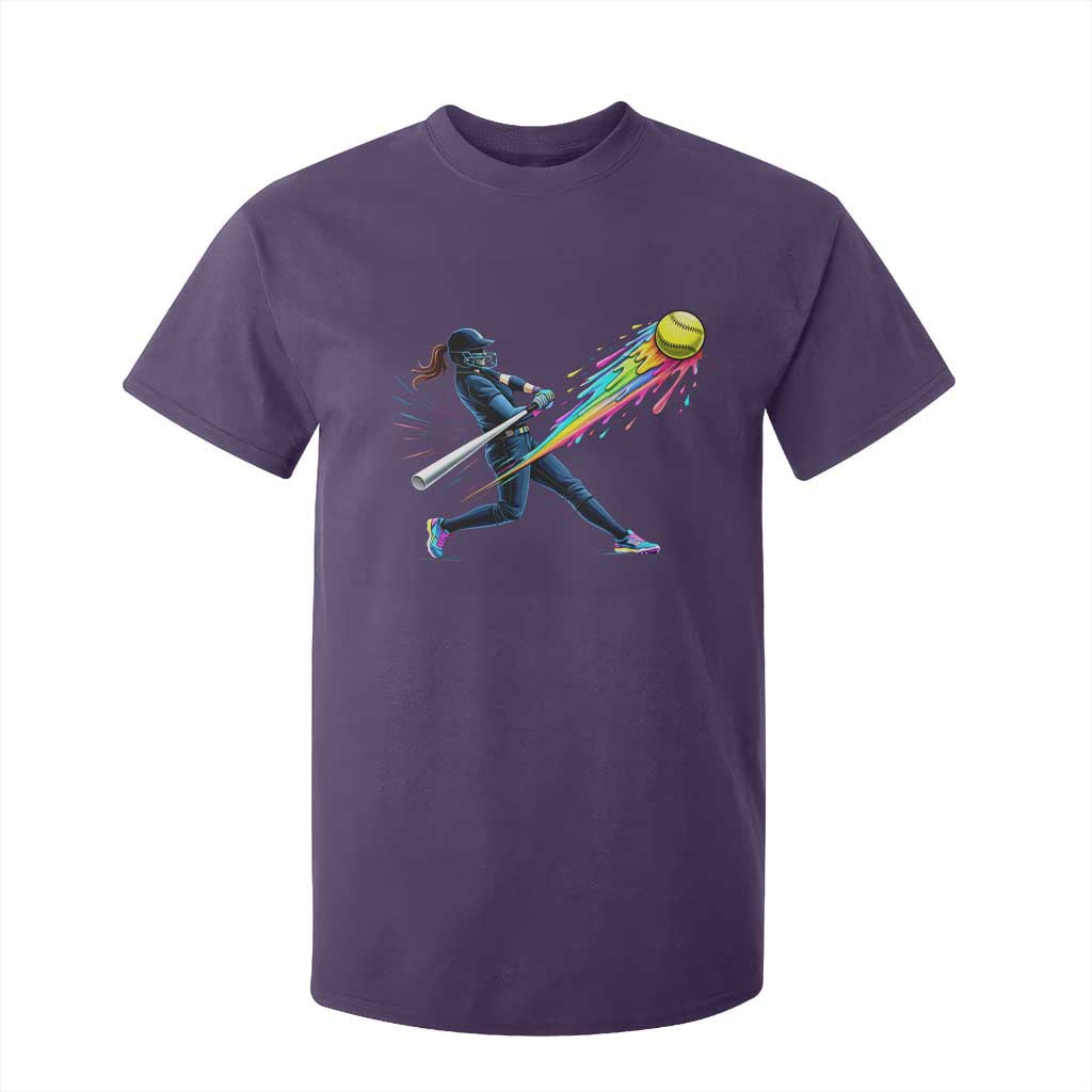 Softball Player Drip T Shirt For Kid TS10 Purple Print Your Wear