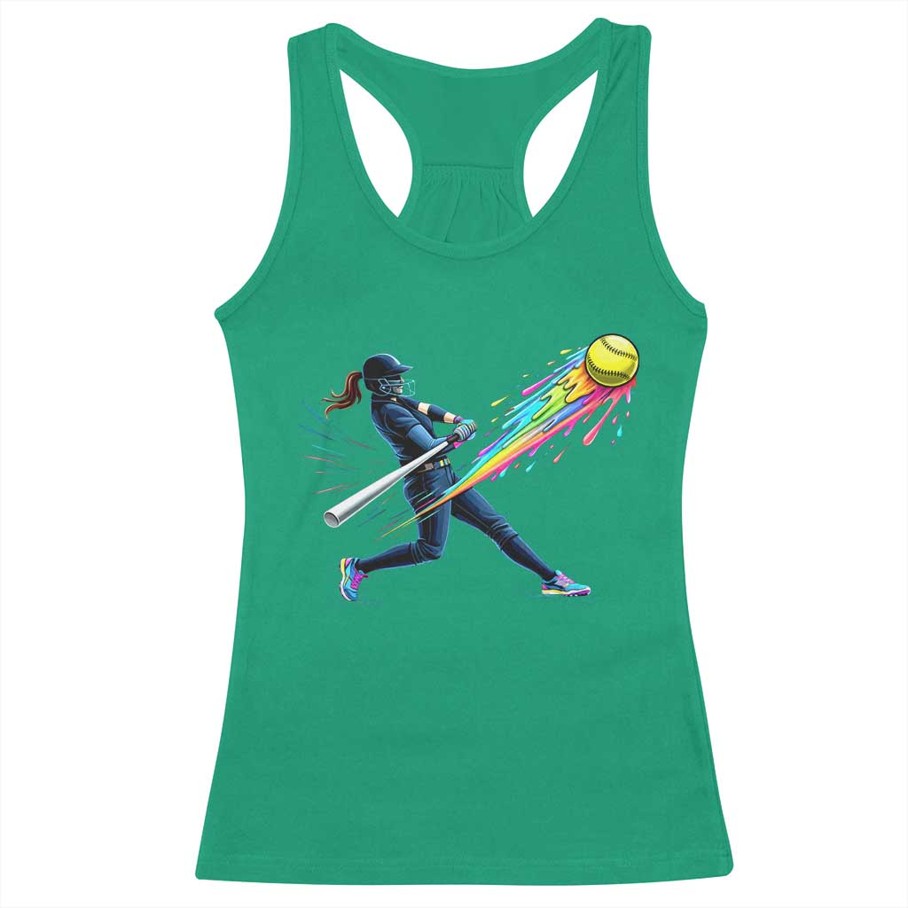 Softball Player Drip Racerback Tank Top TS10 Irish Green Print Your Wear