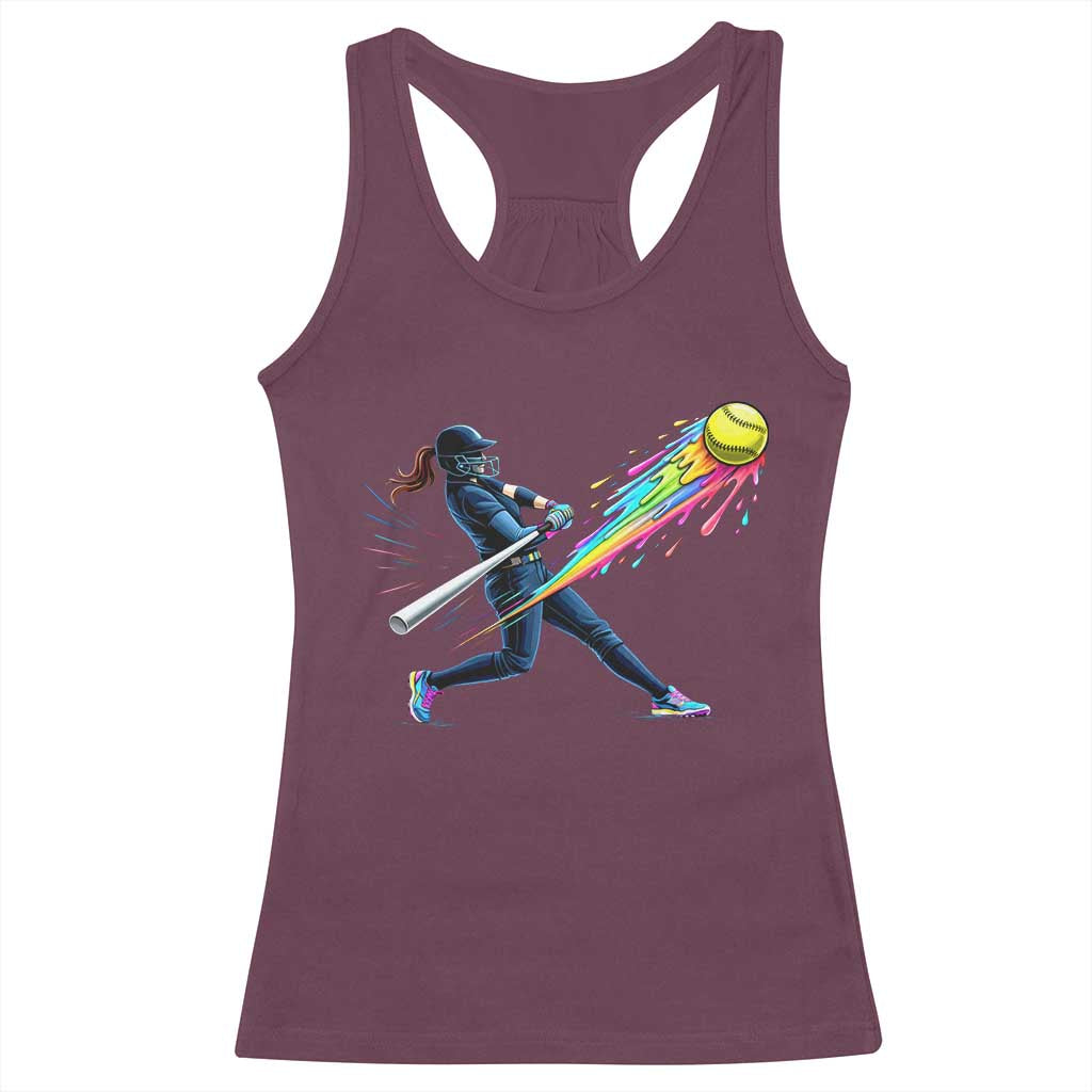 Softball Player Drip Racerback Tank Top TS10 Maroon Print Your Wear