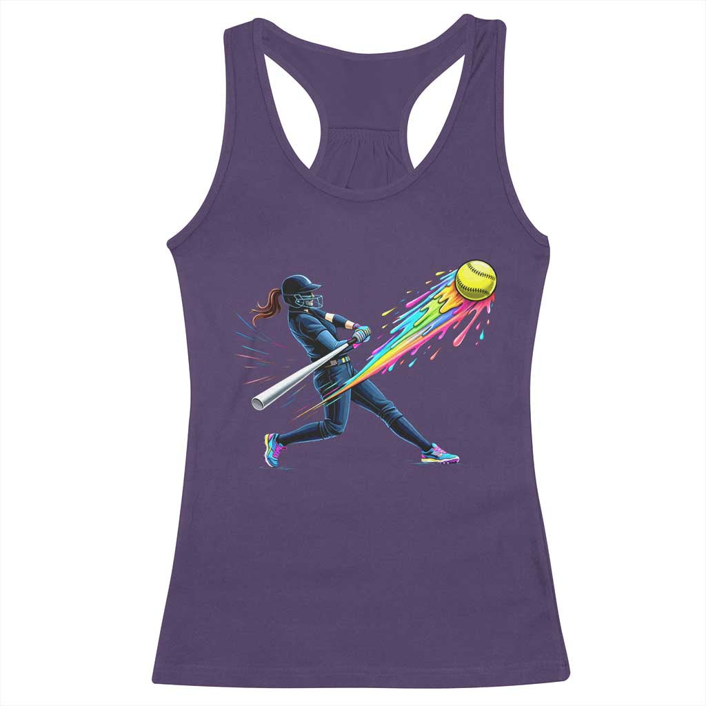 Softball Player Drip Racerback Tank Top TS10 Purple Print Your Wear