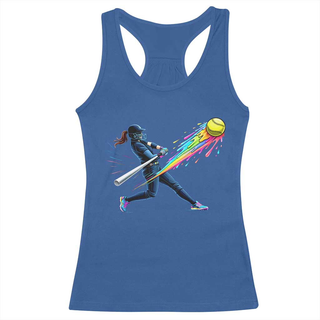 Softball Player Drip Racerback Tank Top TS10 Royal Blue Print Your Wear