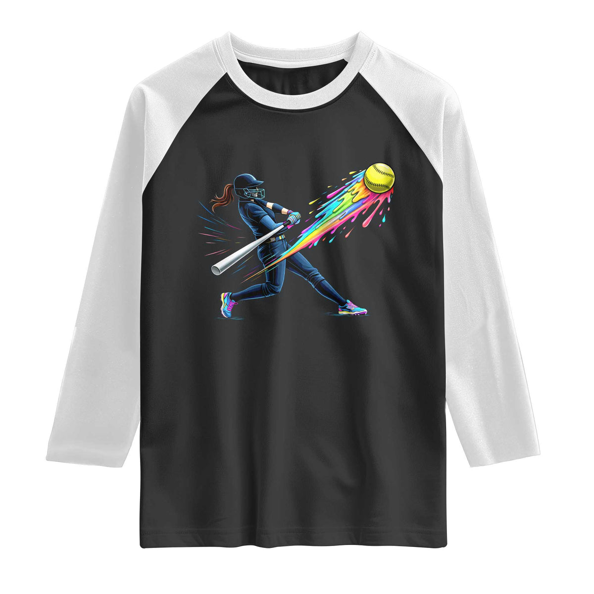 Softball Player Drip Raglan Shirt TS10 Black White Print Your Wear