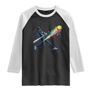 Softball Player Drip Raglan Shirt TS10 Black White Print Your Wear