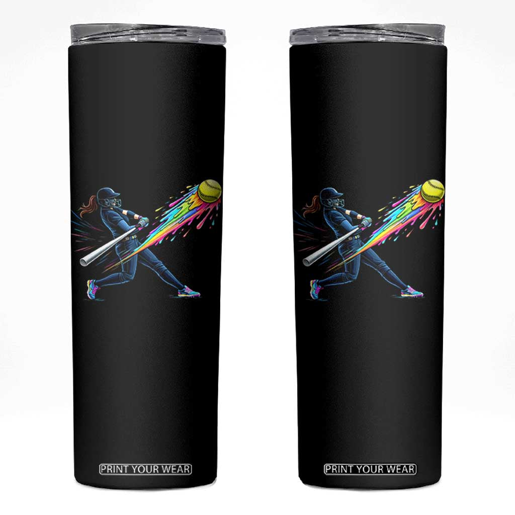 Softball Player Drip Skinny Tumbler TS10 Black Print Your Wear