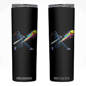 Softball Player Drip Skinny Tumbler TS10 Black Print Your Wear
